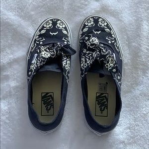 Blue Floral-Pattern Vans
